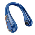 Free Hands No Leaf Neck Hanging Fan Portable Hanging Mini Fan Digital Display Power Outdoor Hiking Camping USB Charging